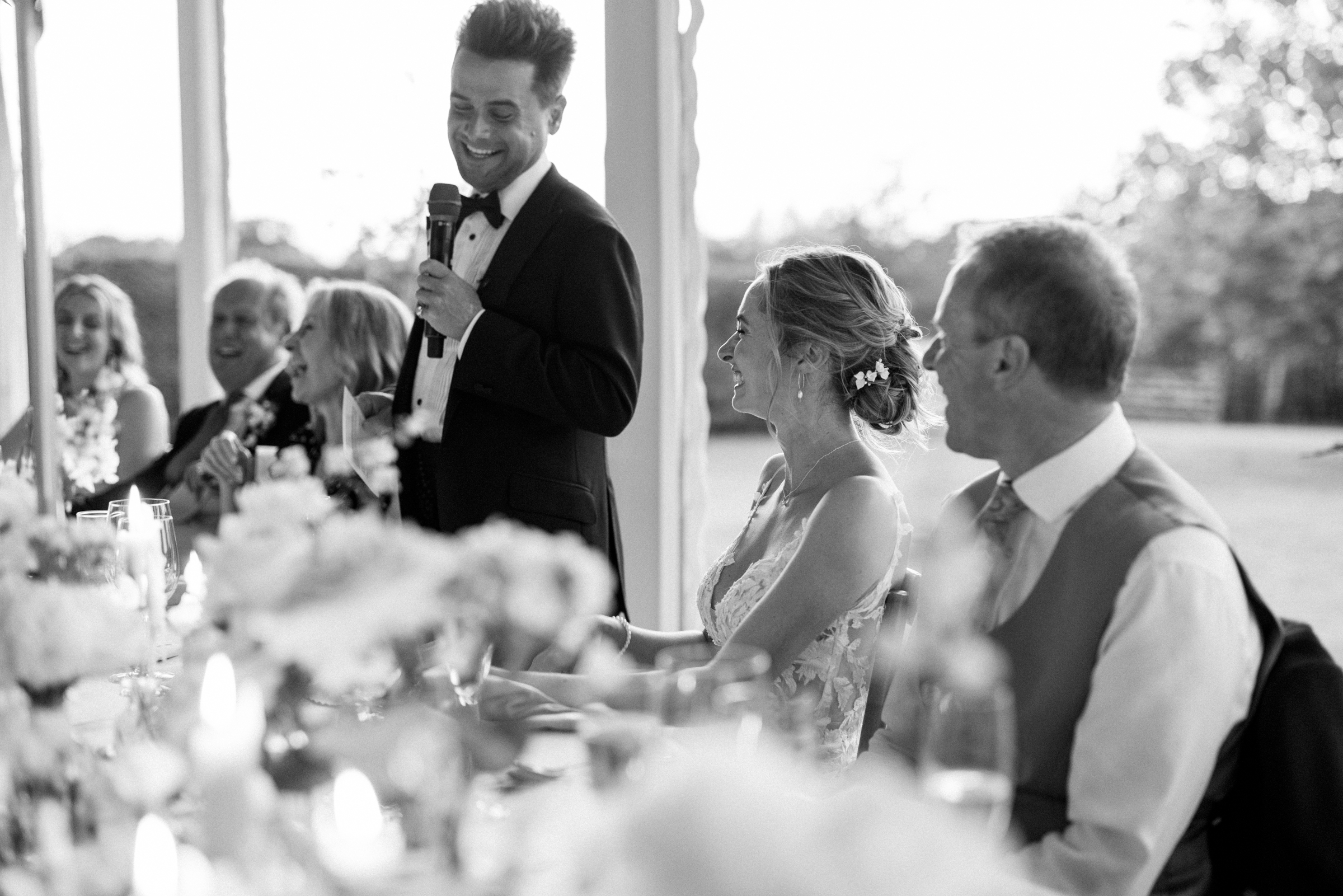Natural & relaxed wedding photography at luxury marquee wedding in West Sussex