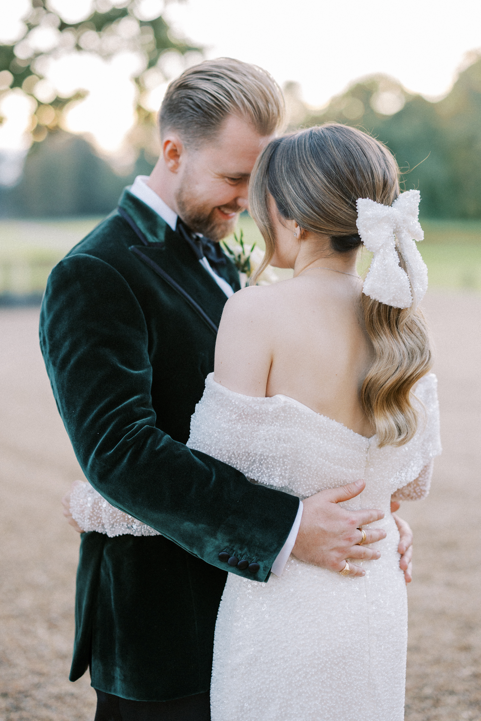 Romantic wedding photography of couple at Somerley House.