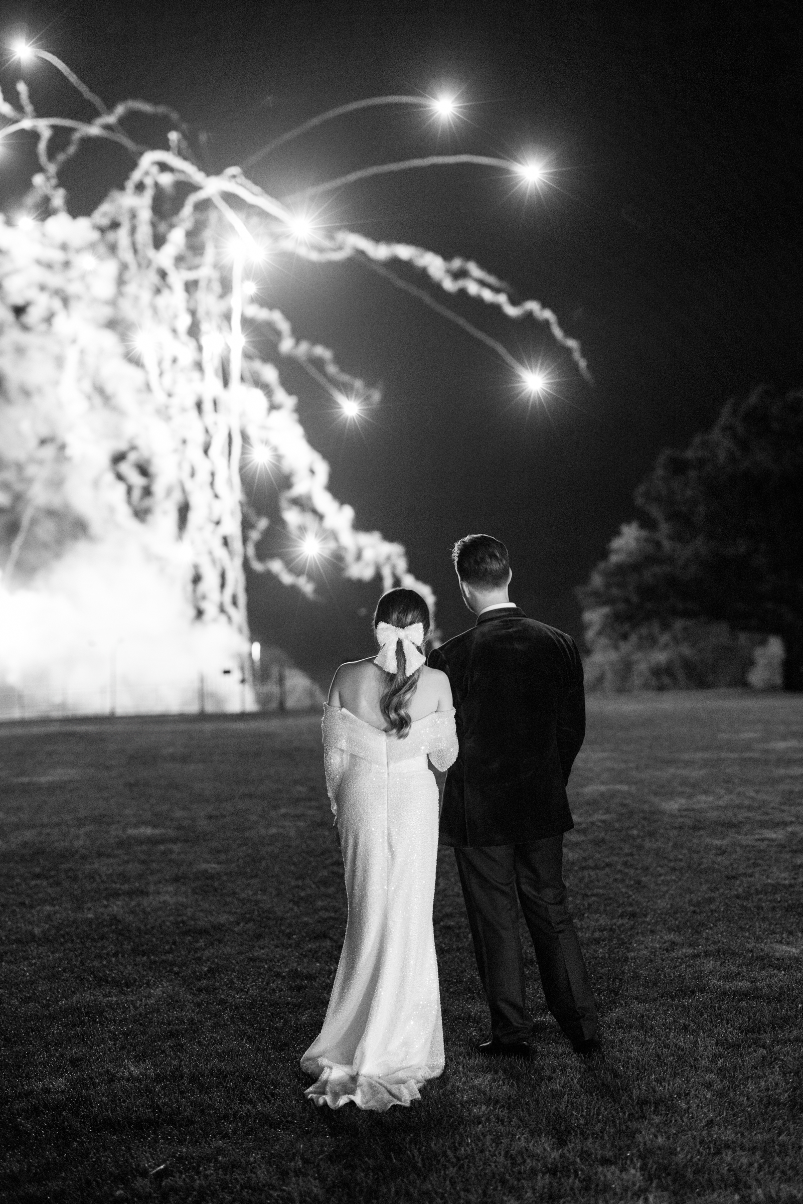Somerley House wedding photography of fireworks at luxury wedding at Somerley House