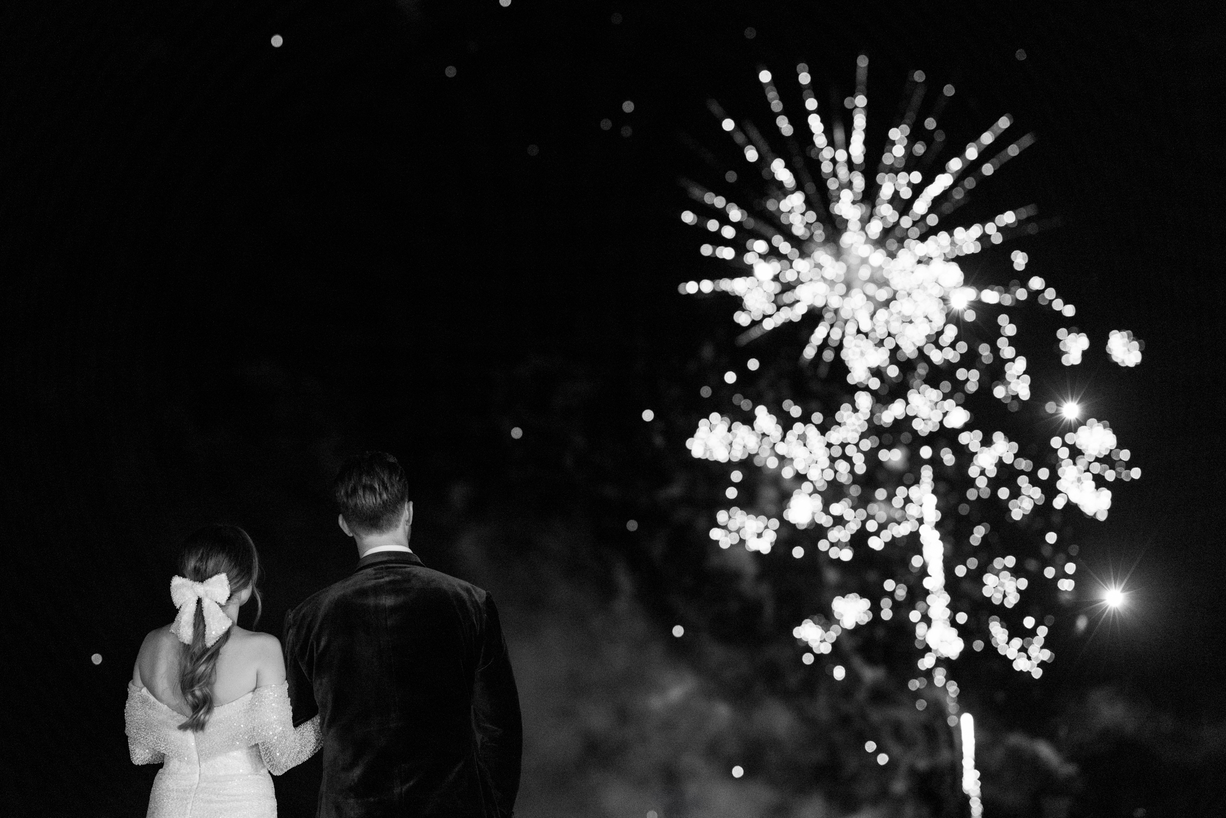 Somerley House wedding photography of fireworks at luxury wedding at Somerley House