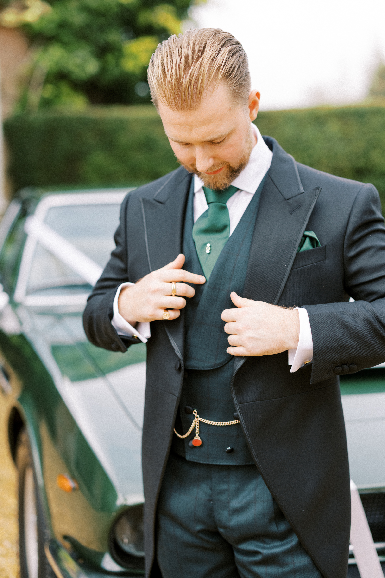 Groom Preparation photographs at Somerley Farmhouse