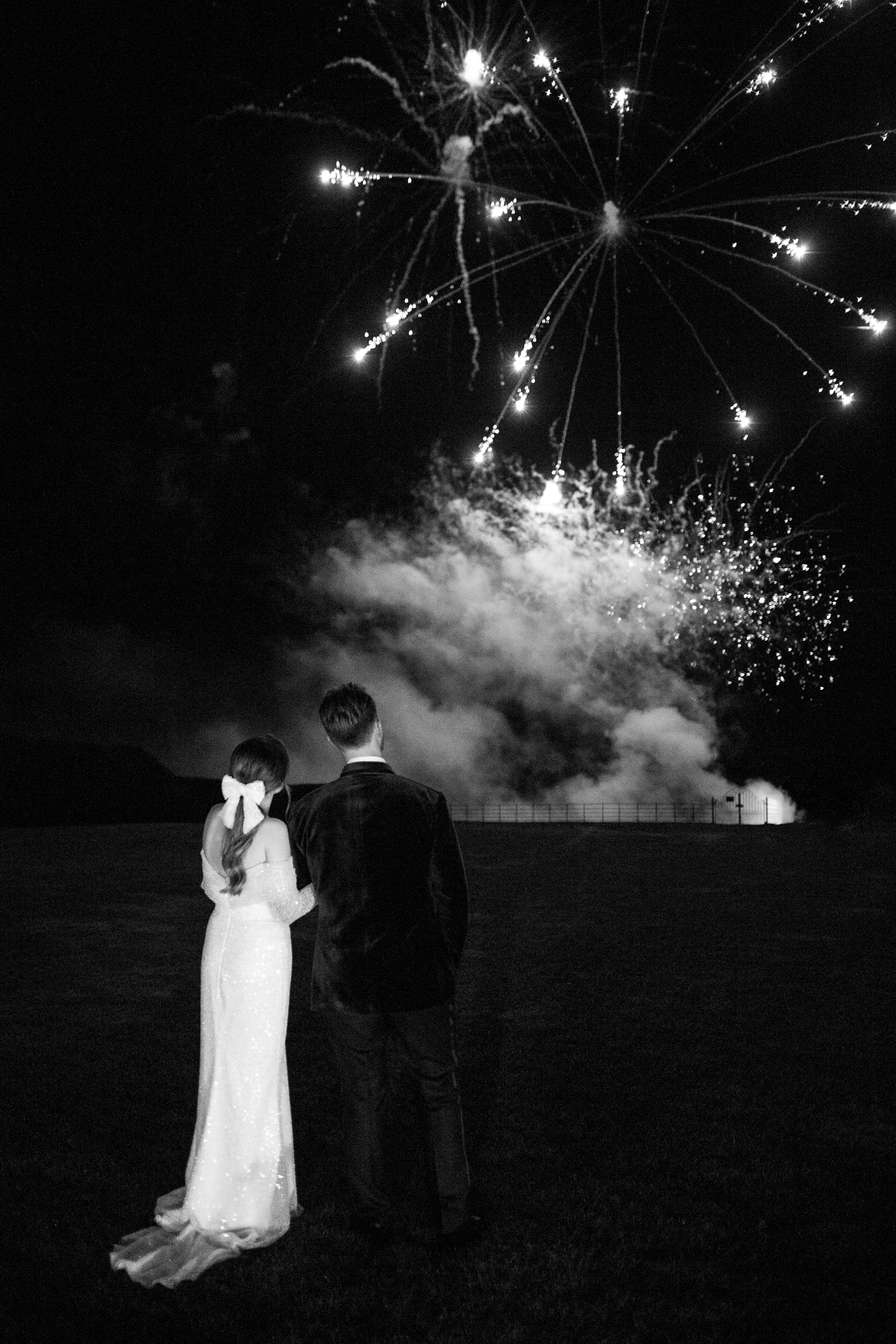 Somerley House wedding photography of fireworks at luxury wedding at Somerley House