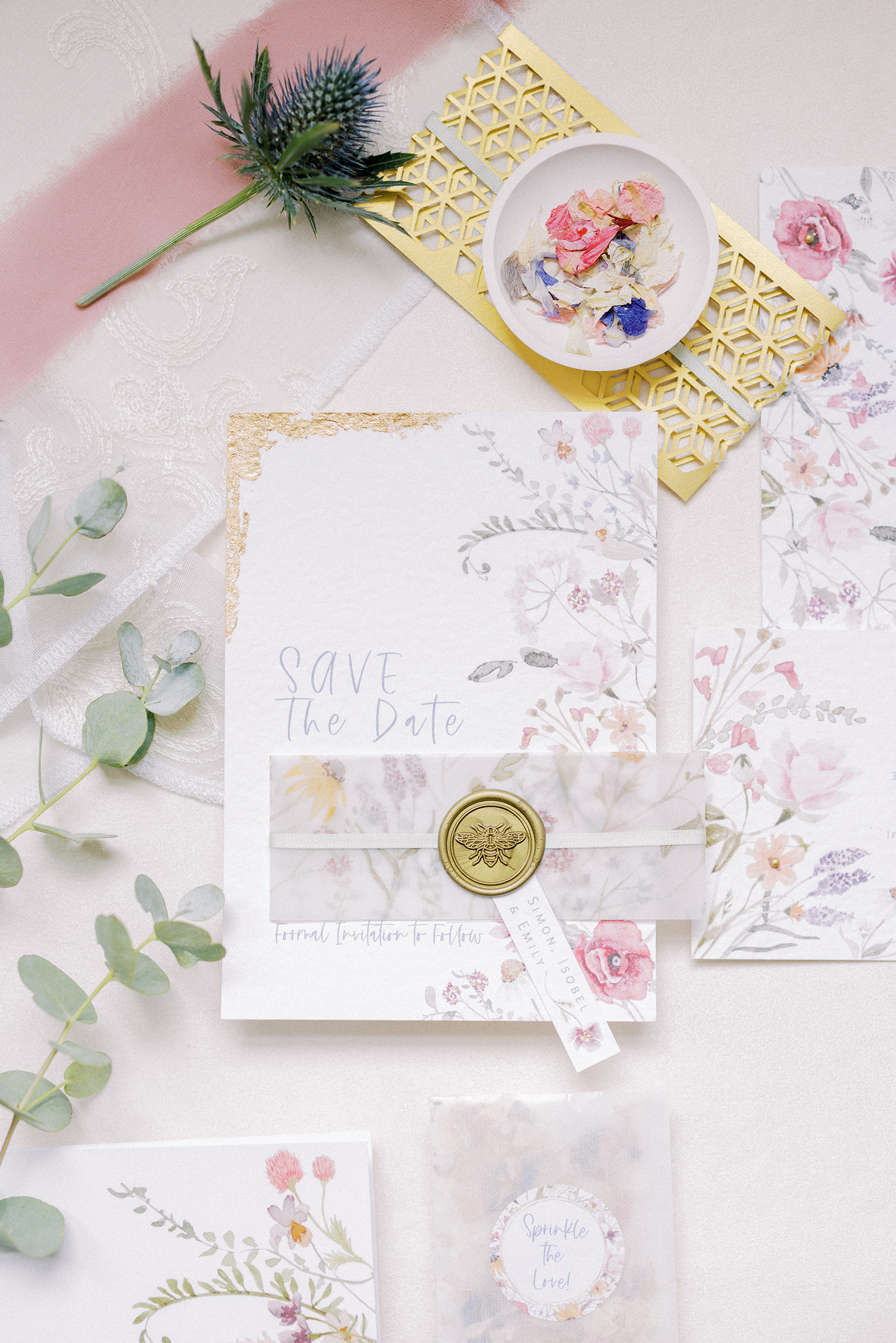 Hand made Wedding Stationery with a Bee theme for South Stoke Barn Wedding