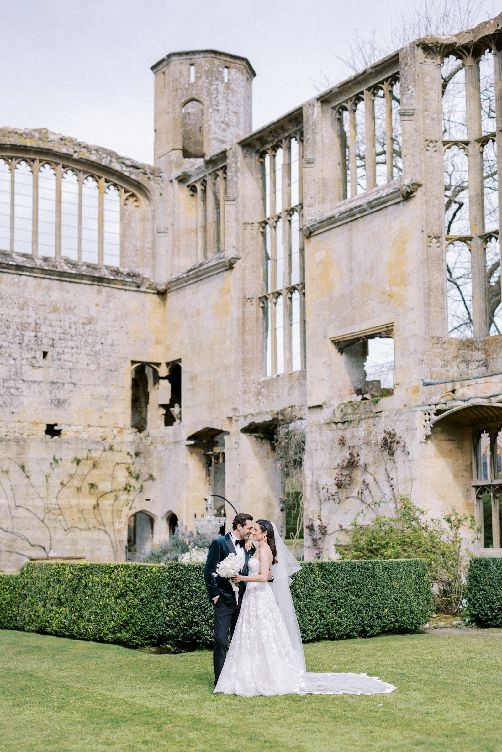 Sudeley Castle Wedding Couple have their wedding photographs taken within the castle walls