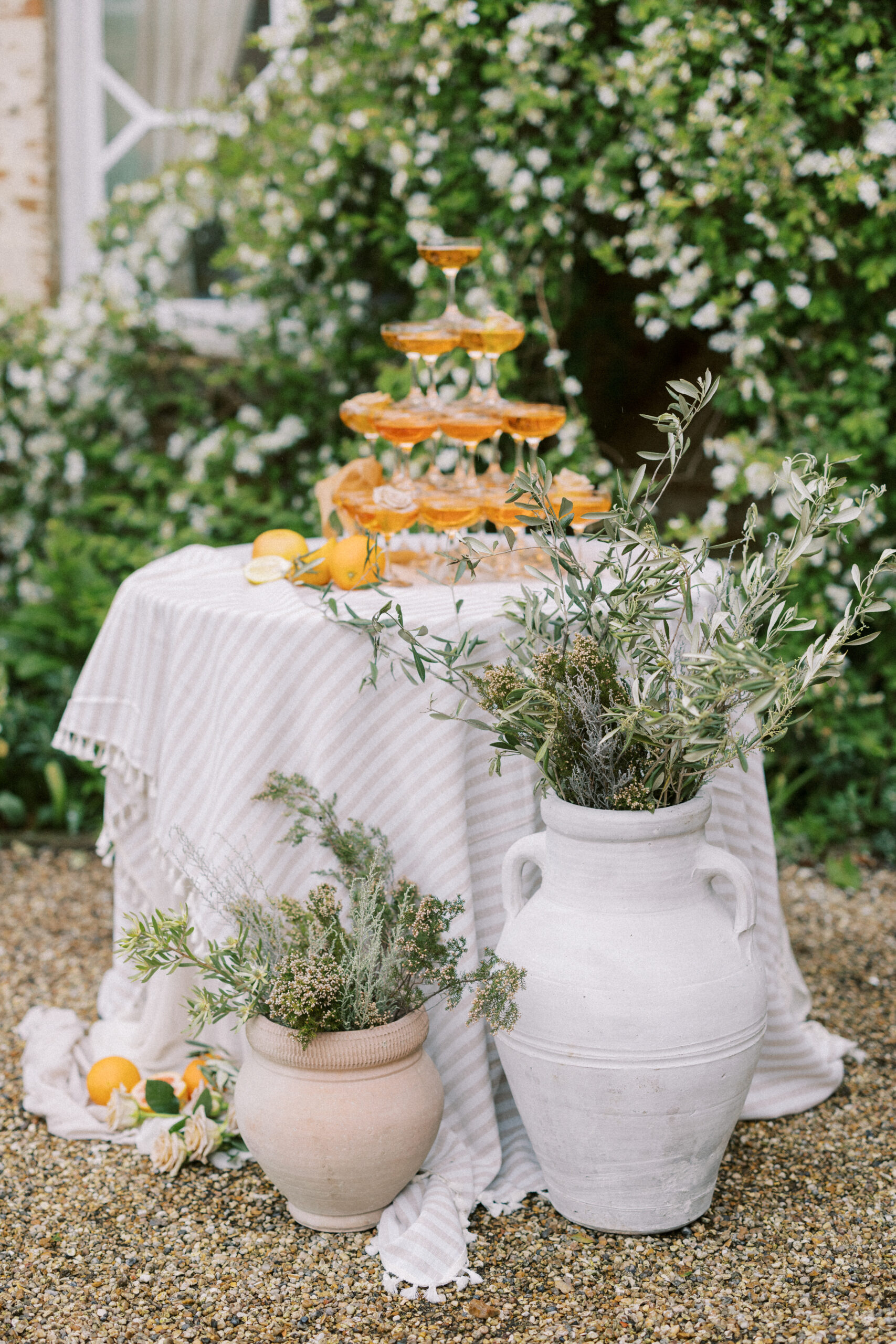 Wedding cocktail tower at destination wedding in Italy