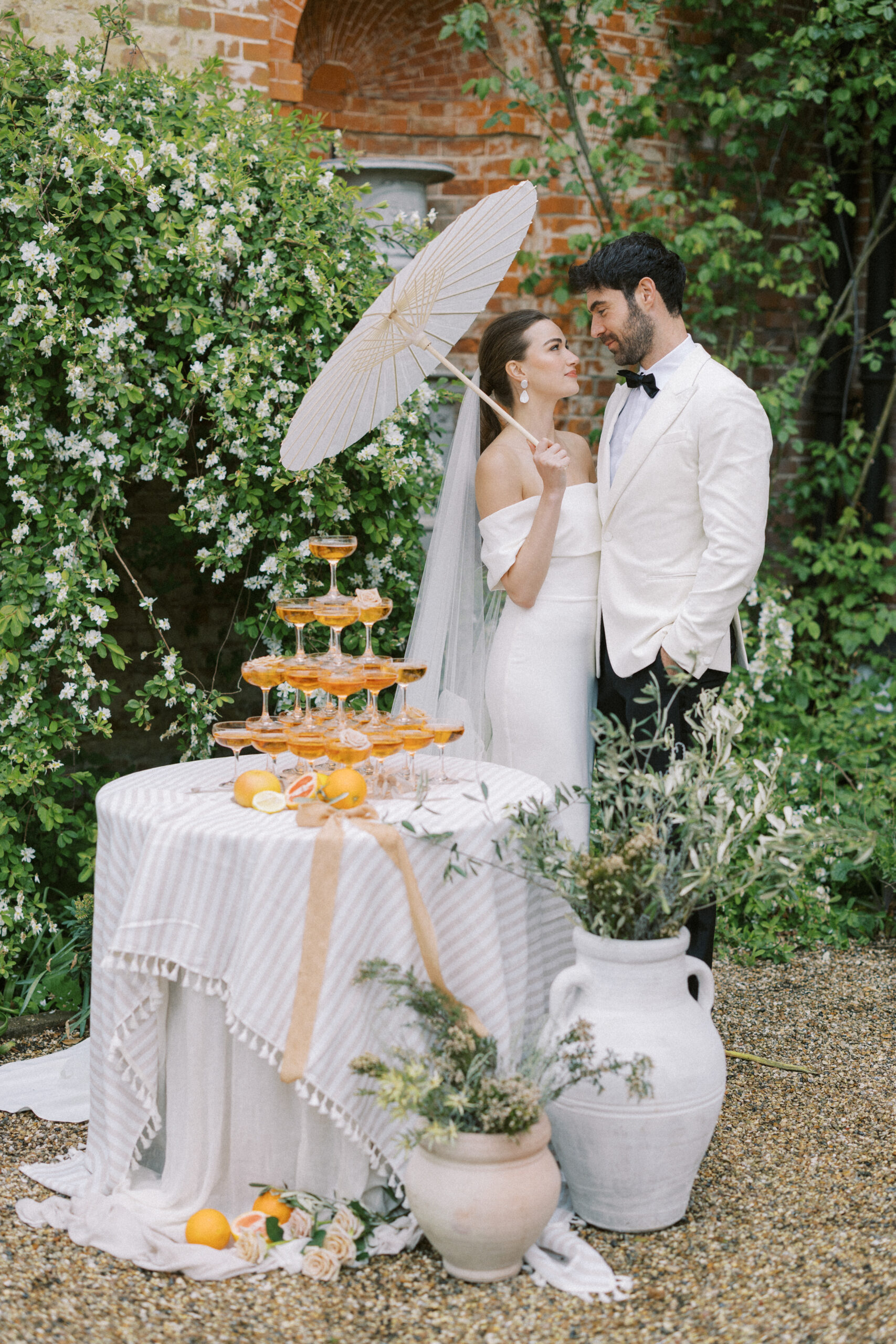 Wedding cocktail tower at destination wedding in Italy