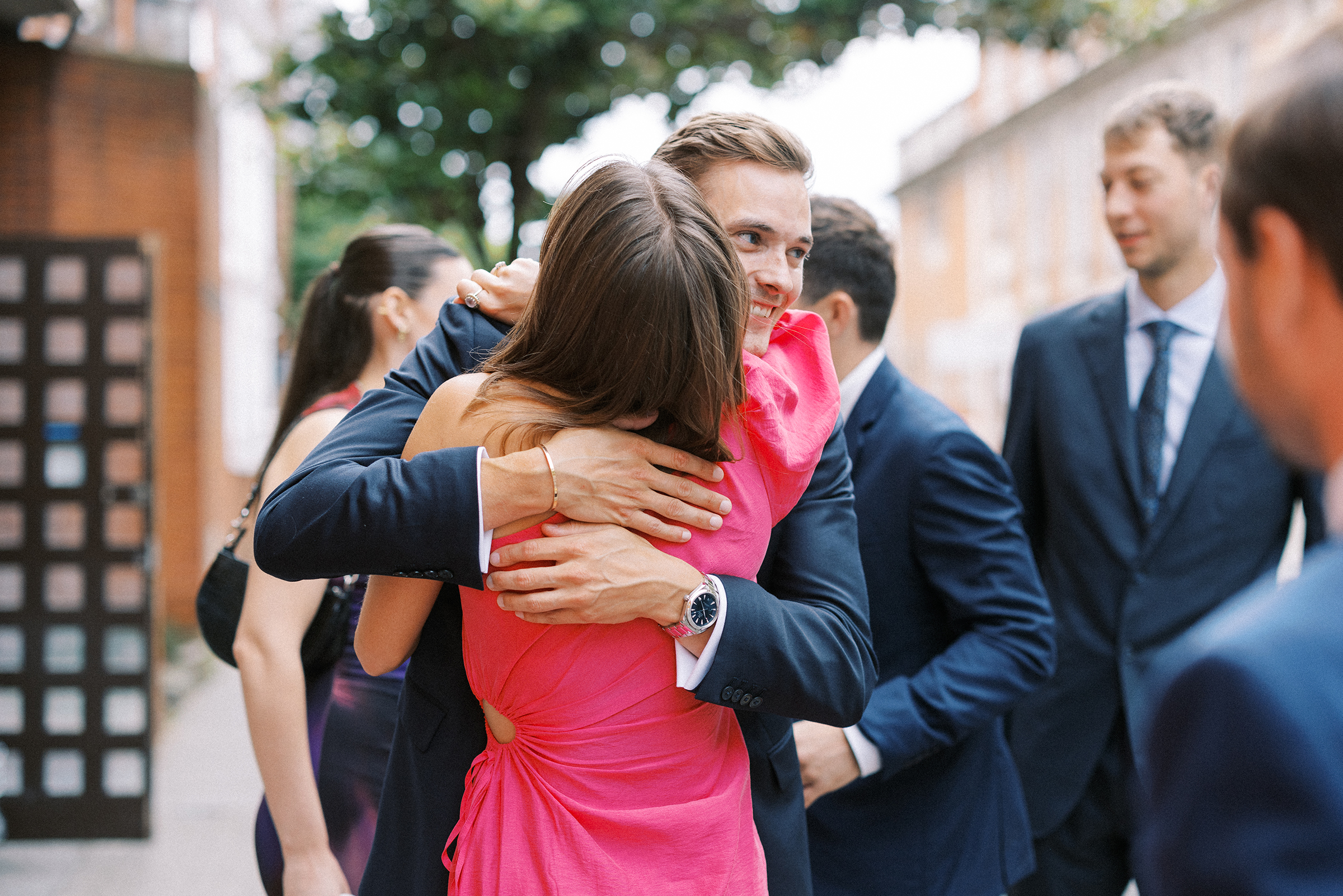 Groom greets guests at Chelsea Old Town Hall Wedding