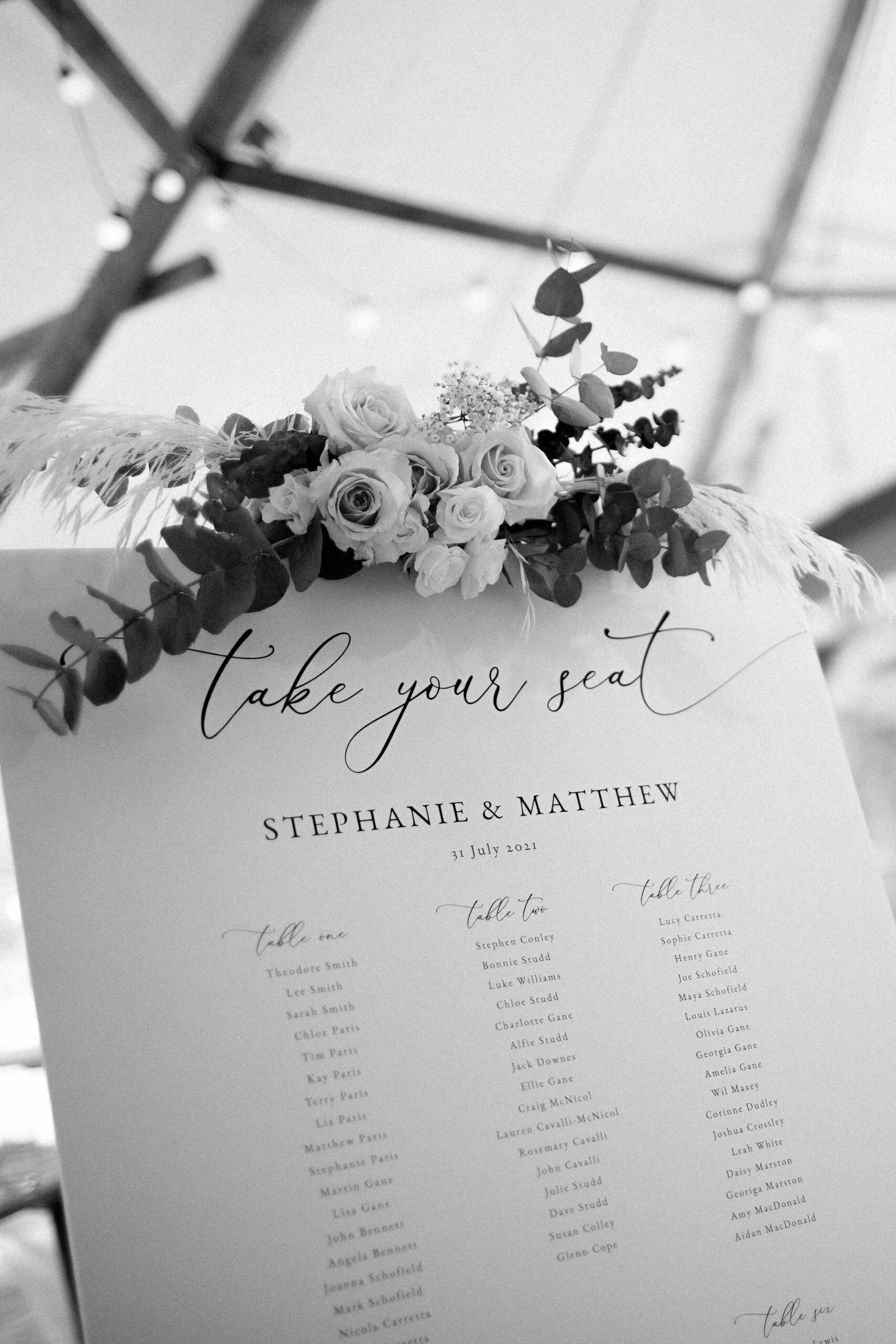 Seating plan at Wilderness Weddings venue in Kent