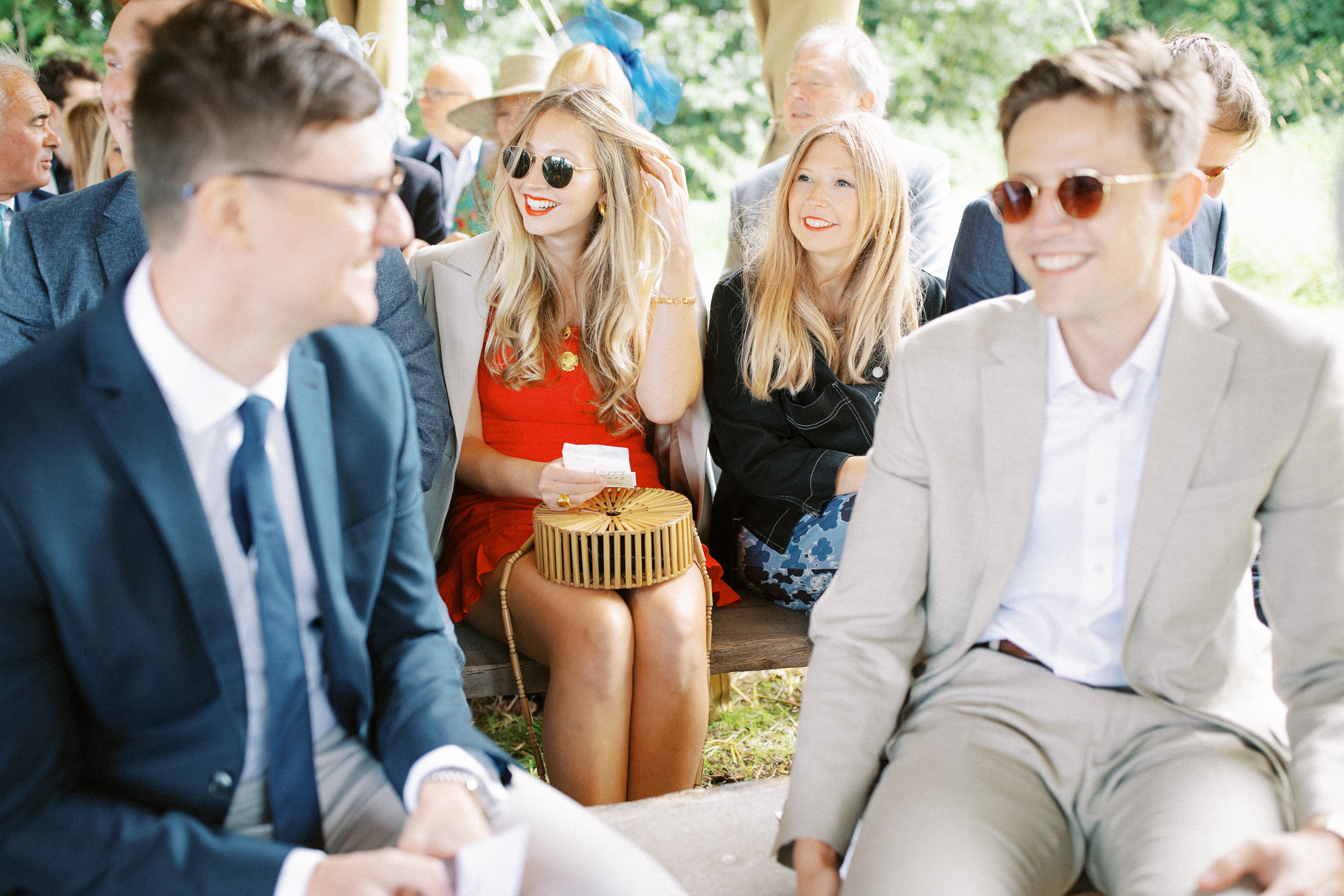 Wedding guests at Wilderness Weddings in Kent waiting for the bride