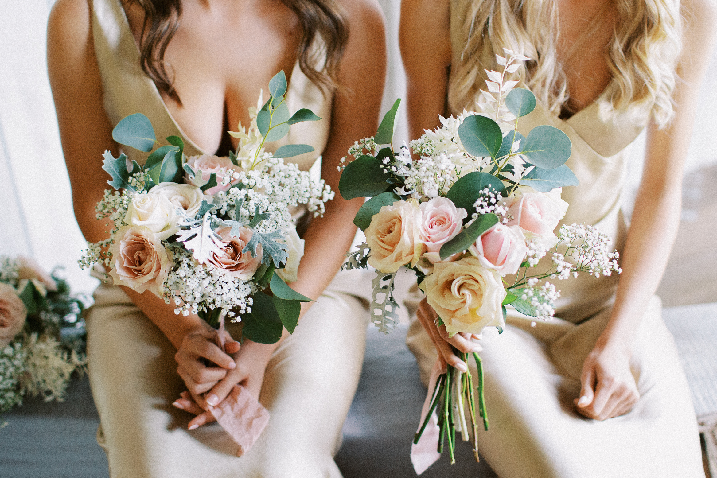 Bridesmaids and their flowers at Kent Wedding