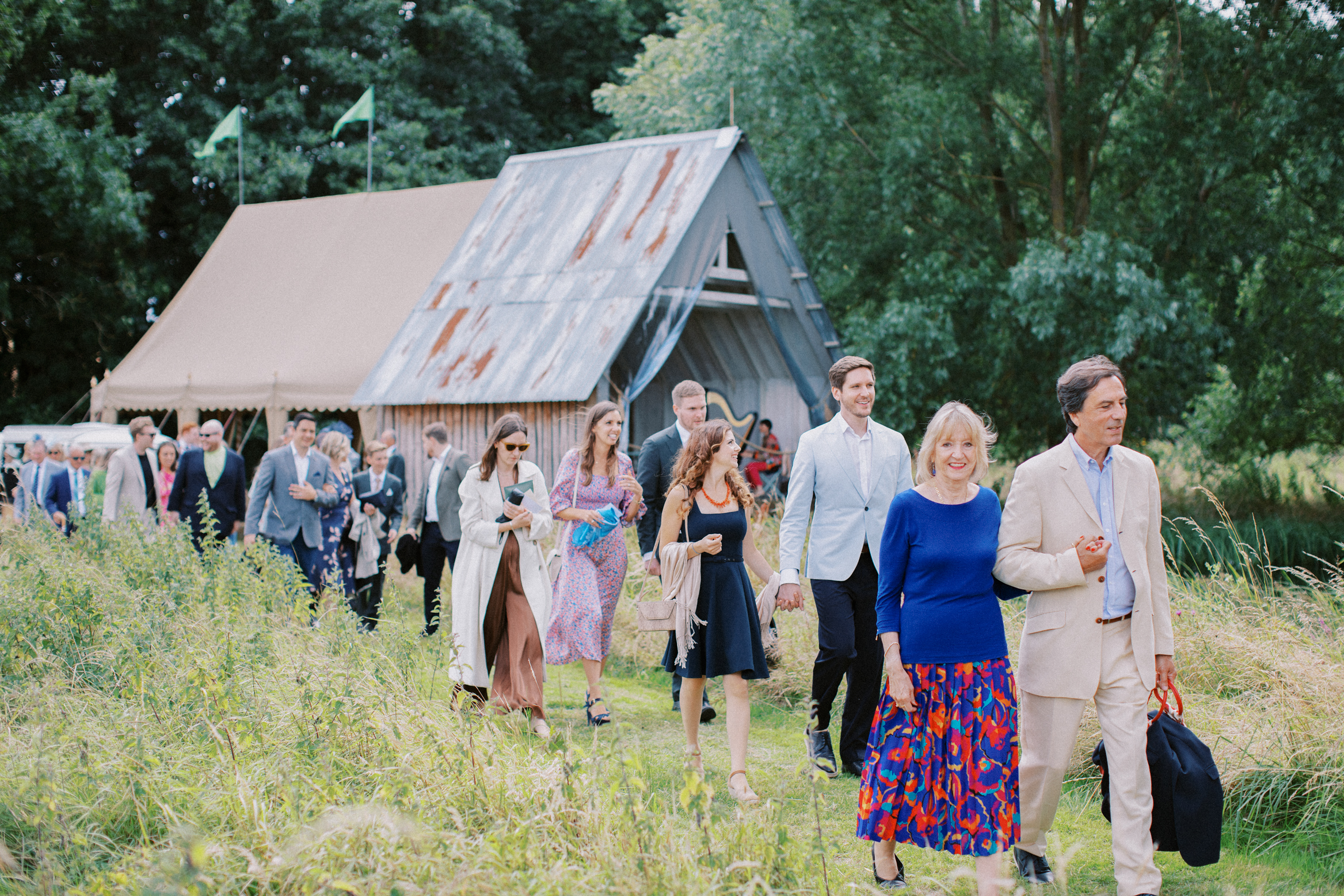 Wedding guests leave Wilderness Weddings Wedding venue in Kent