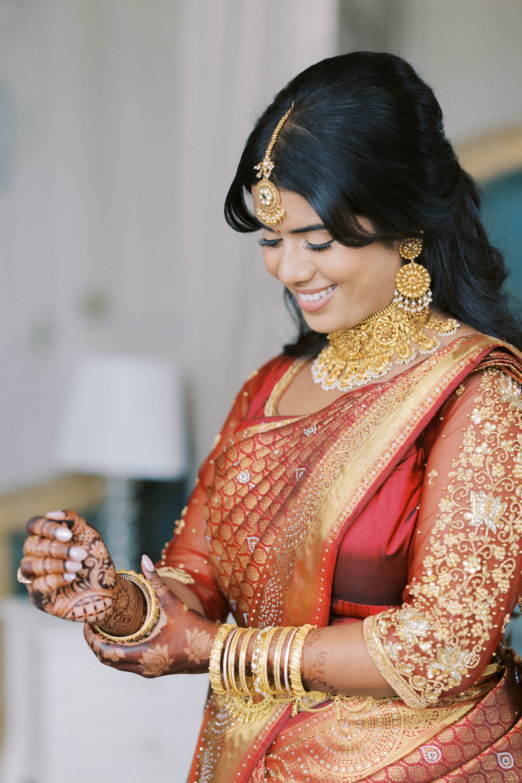 Bride getting ready for her Indian wedding at Hedsor House