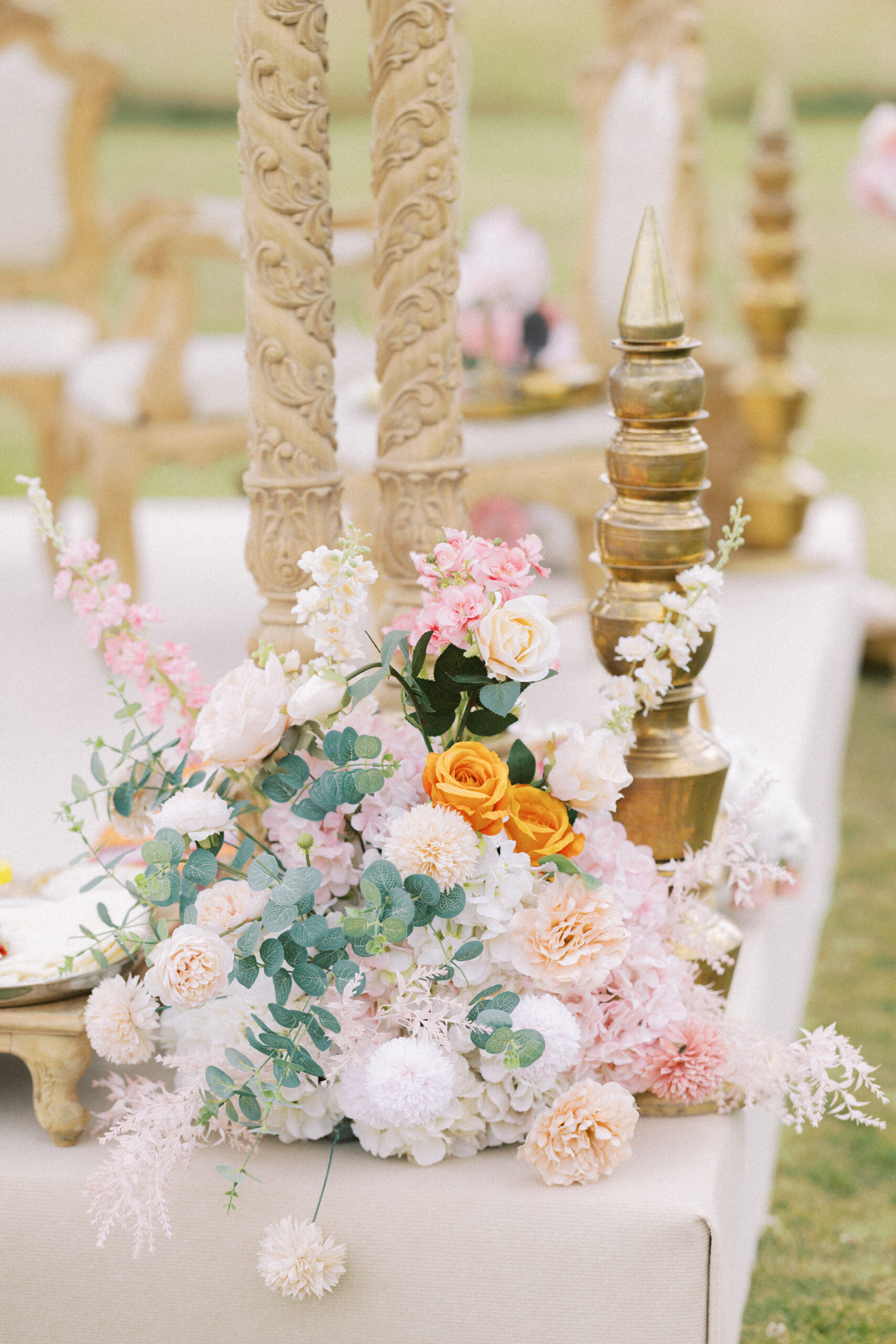 gorgeous florals adorn an Indian mandap