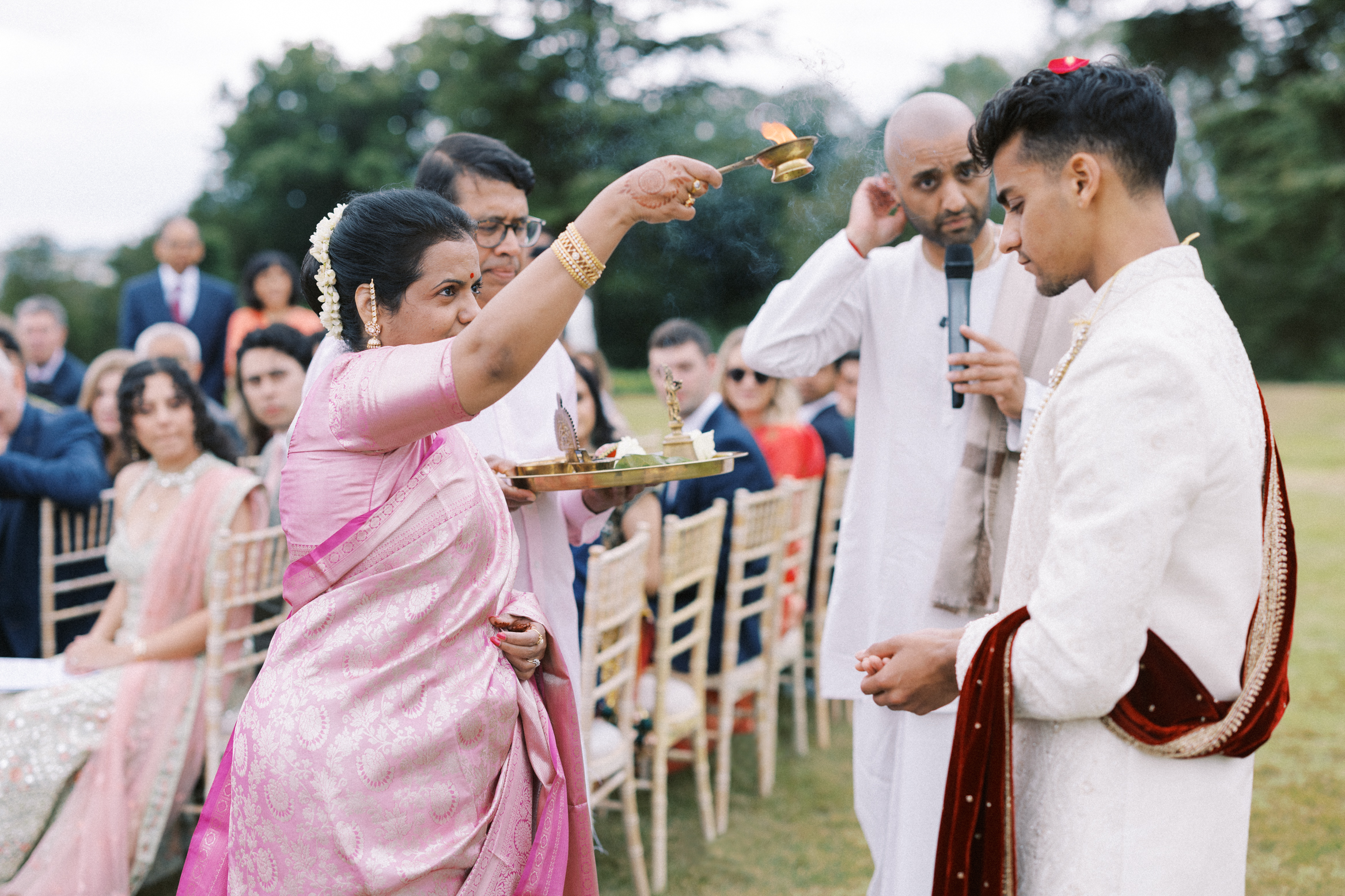 Indian wedding ceremony in the gardens at Hedsor House