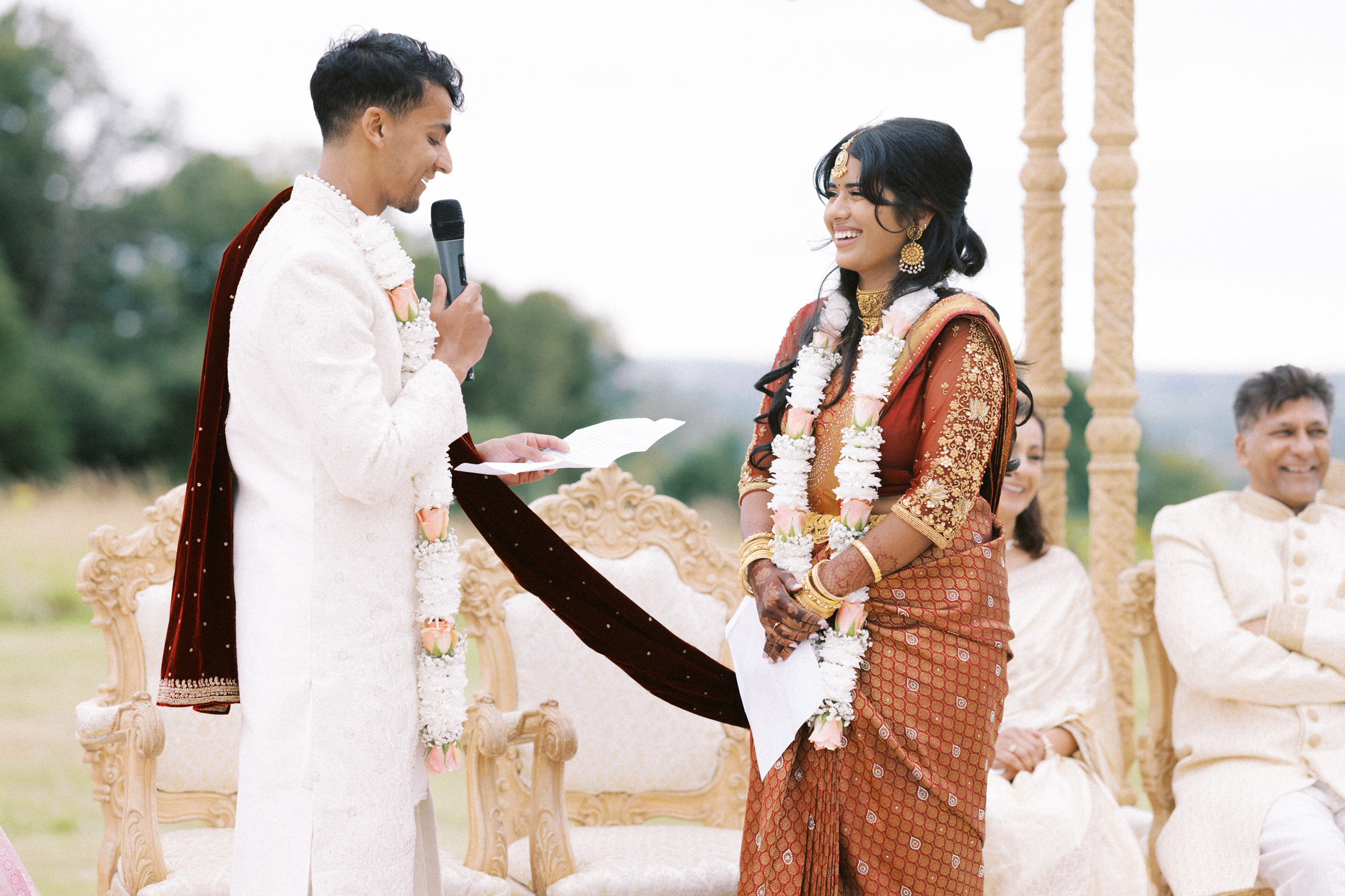 bride and groom during their wedding service at Hedsor House