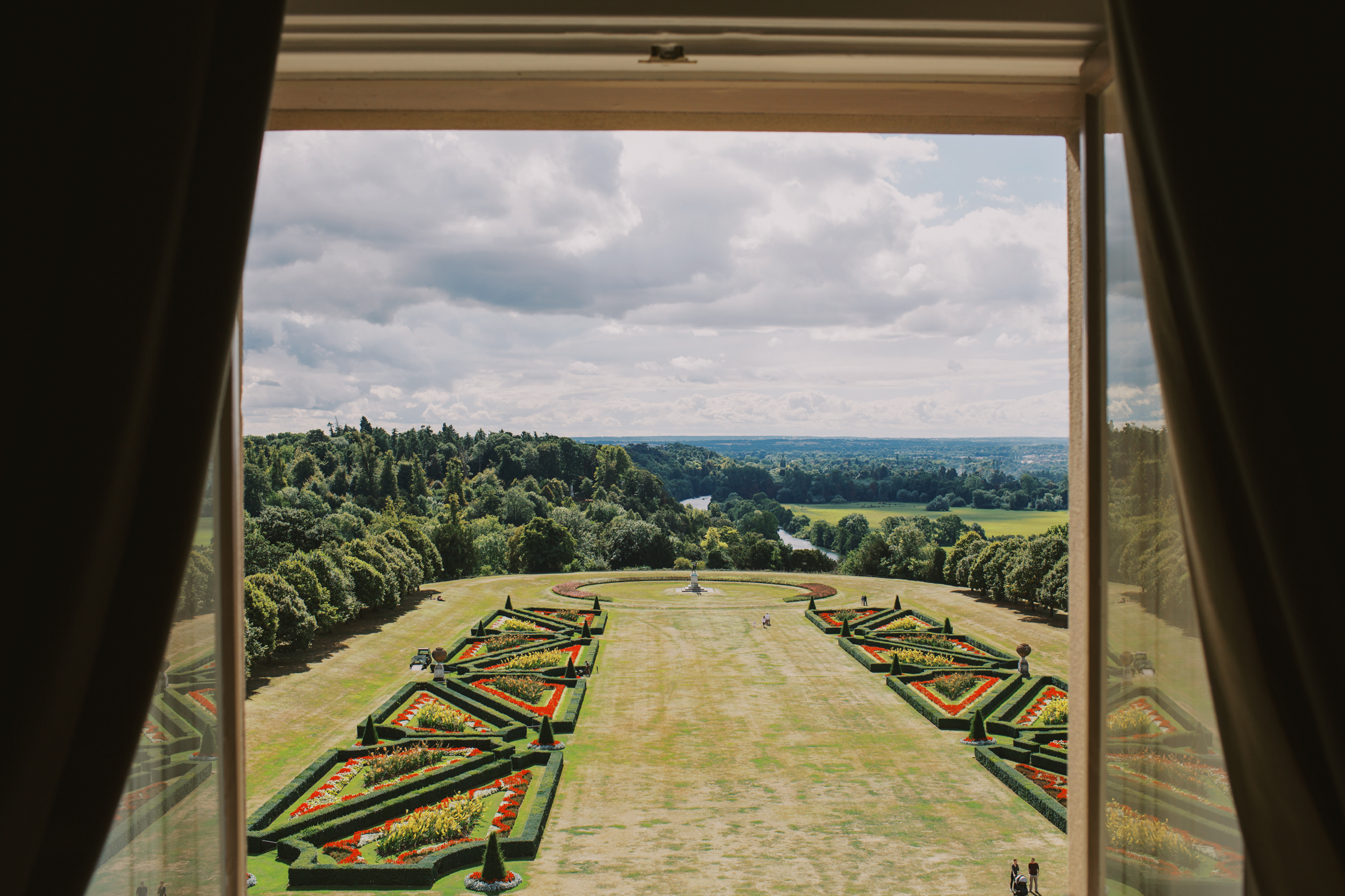 Gorgeous views outside the bridal suite at Cliveden House Wedding Venue