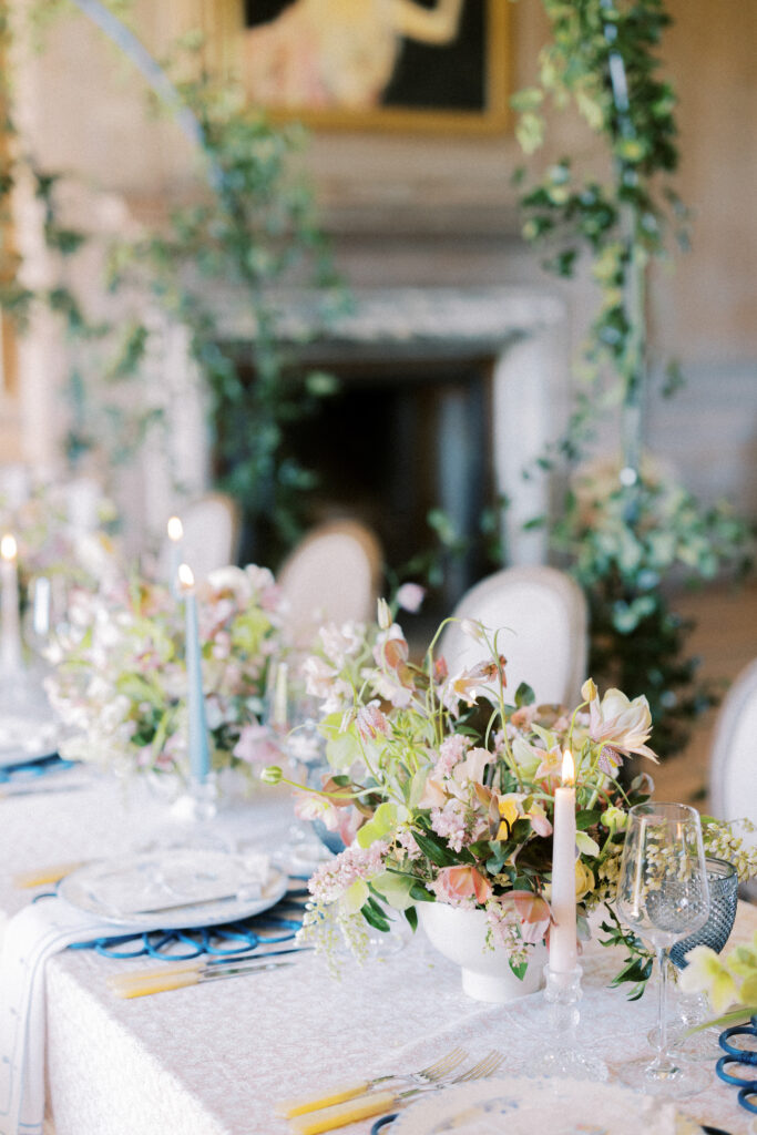 Fine art wedding table decorations captured by a Findon Place wedding photographer