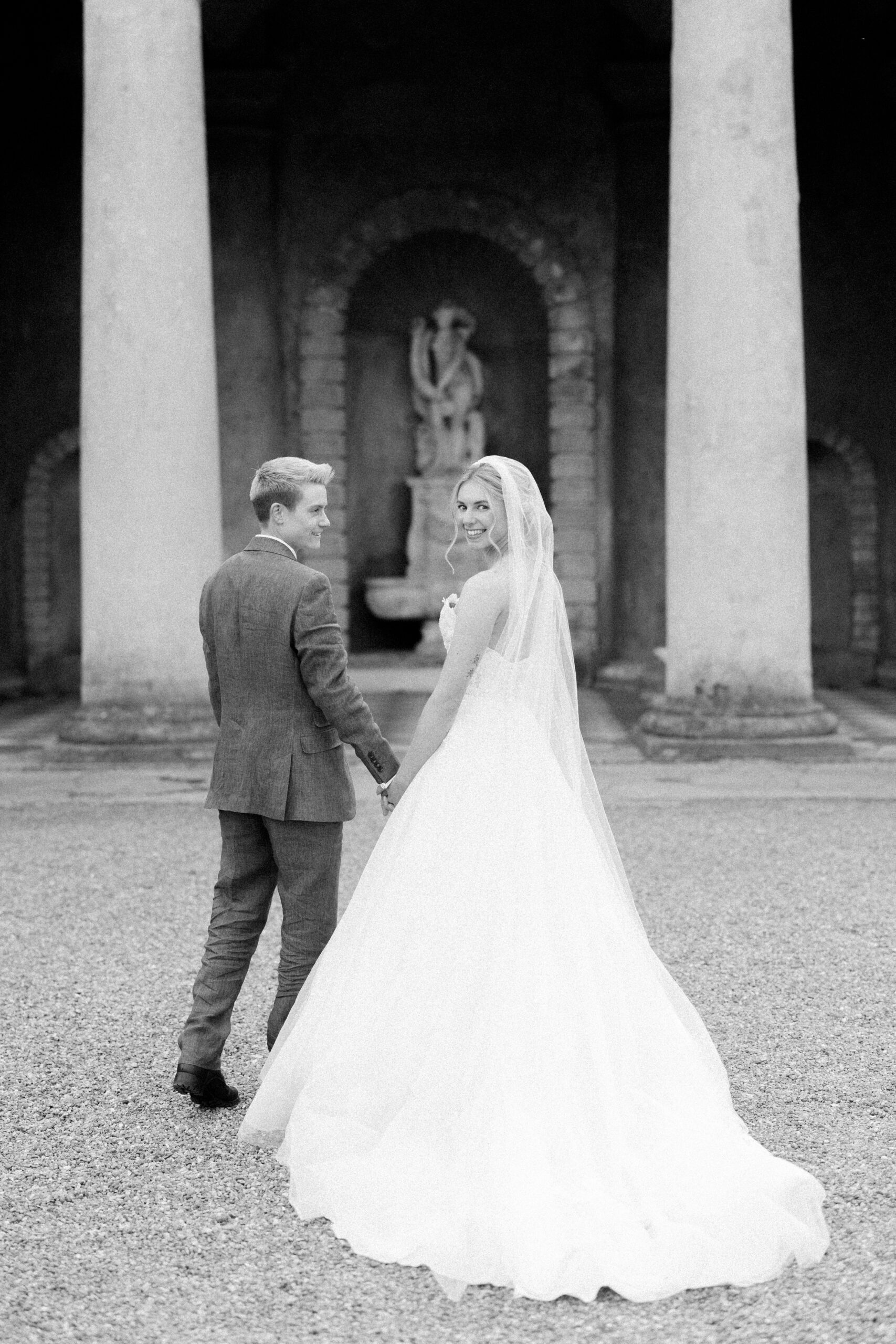 Romantic couple portraits in the gardens at Wotton House, Surrey