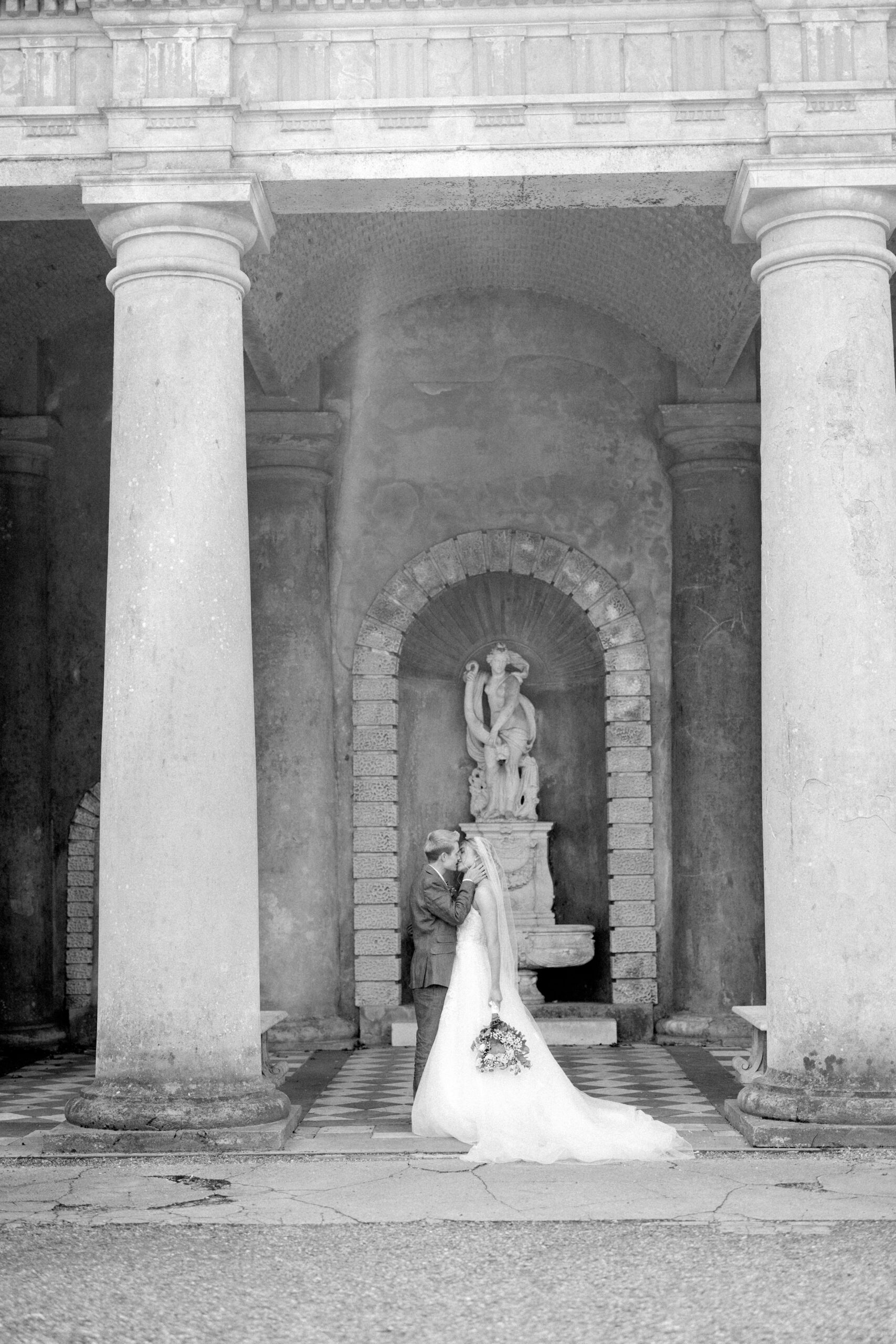 Editorial wedding portraits outside Wotton House country house venue