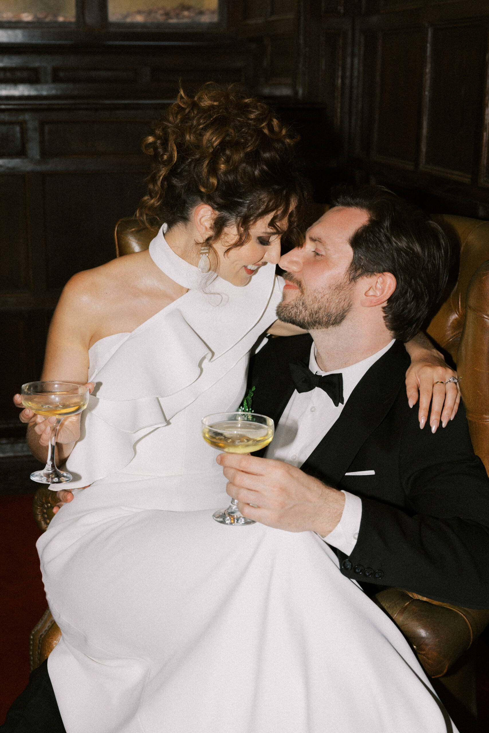 Romantic night-time couple portrait with flash photography at Findon Place