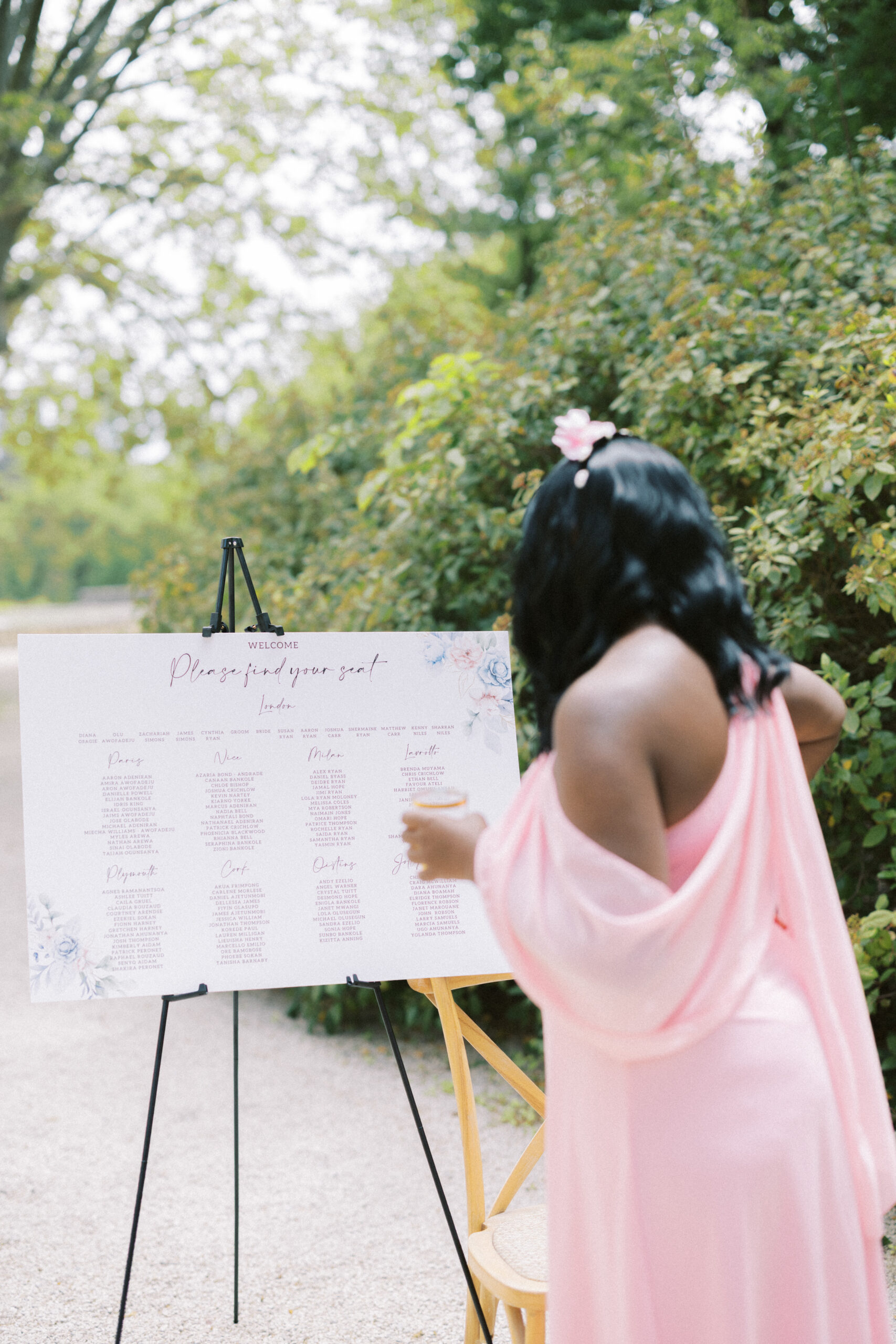 Table plan setting at destination wedding