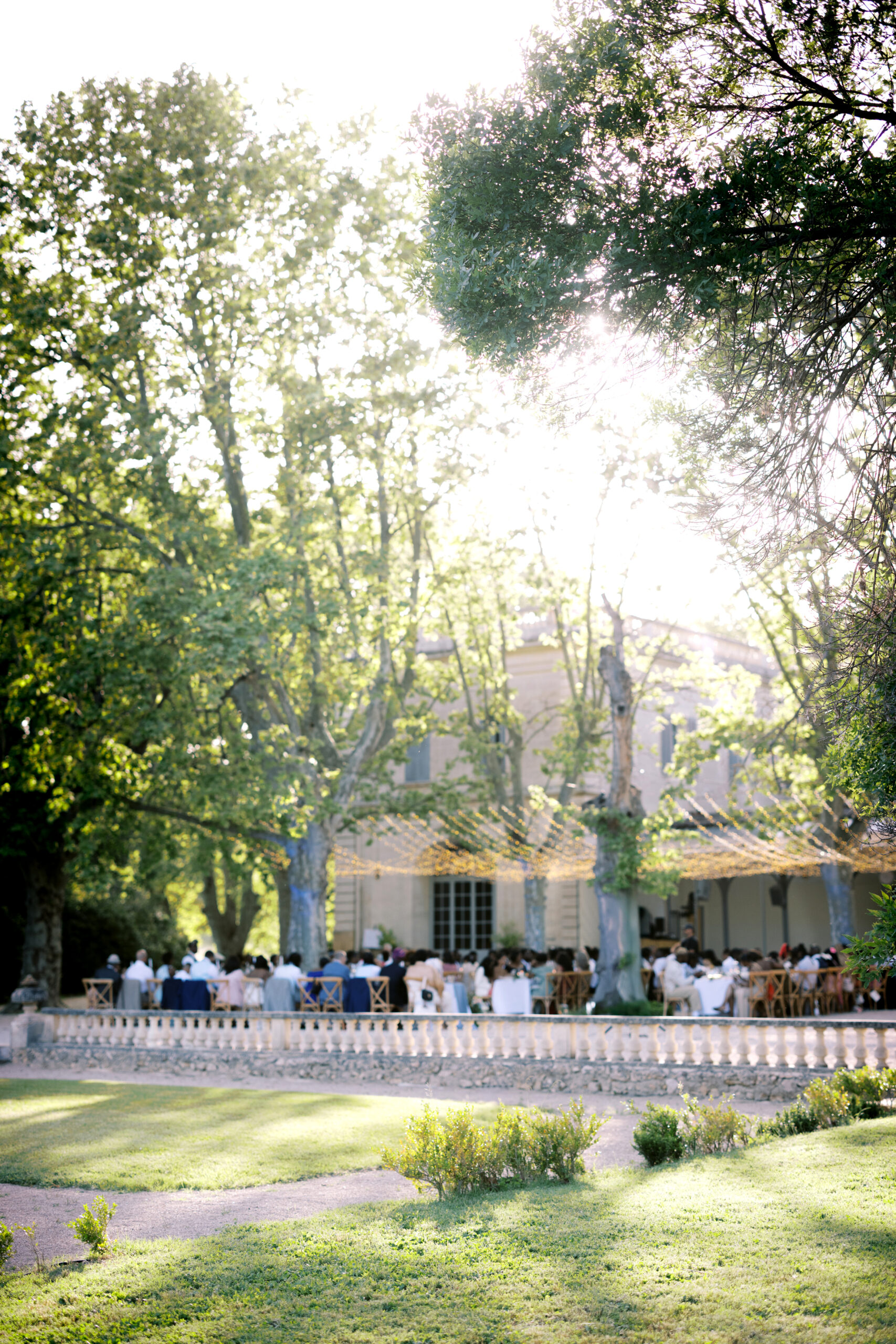 Golden hour cocktails at a destination wedding in Provence