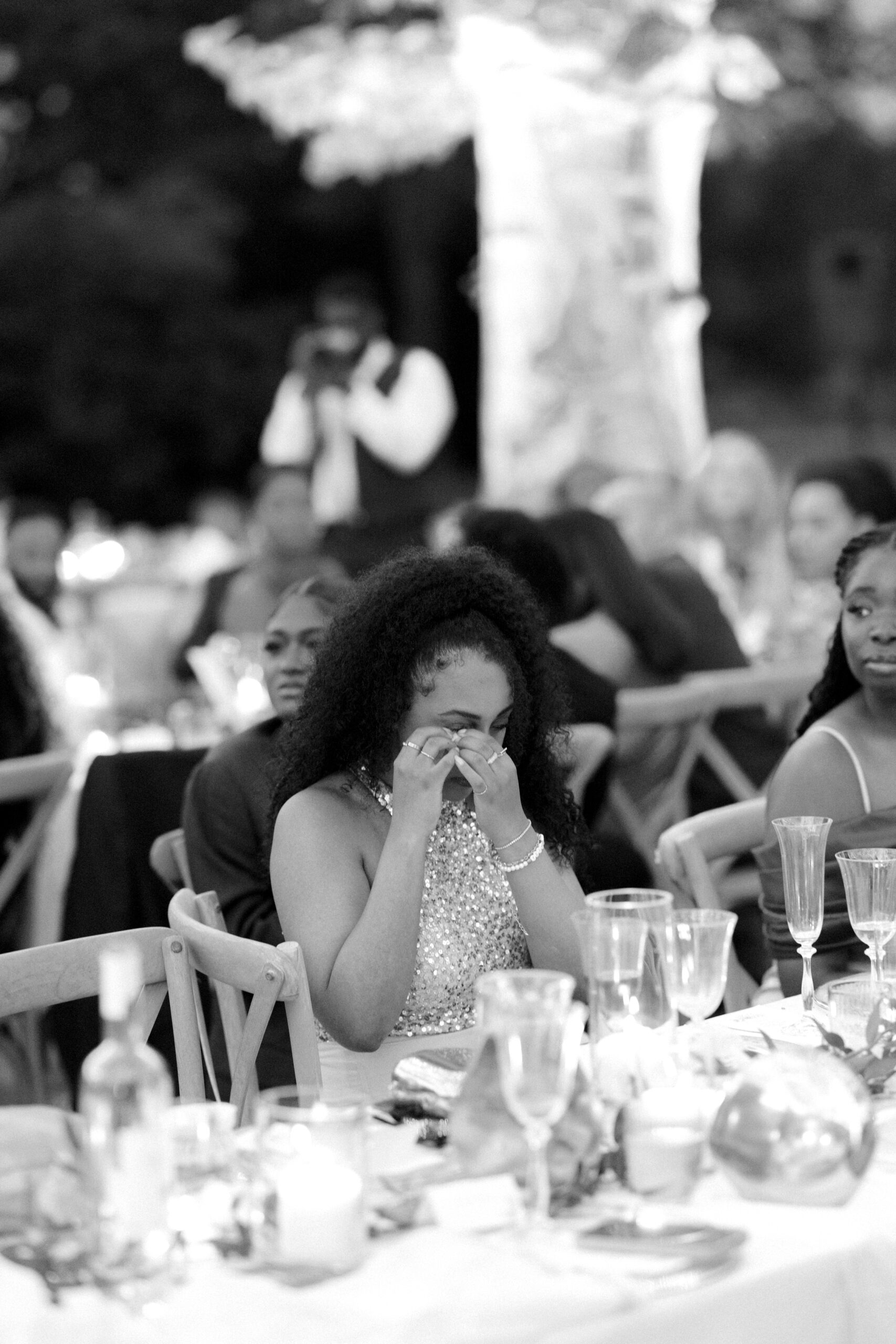 Emotional wedding speeches in the gardens of Chateau de Valmousse during a South of France wedding