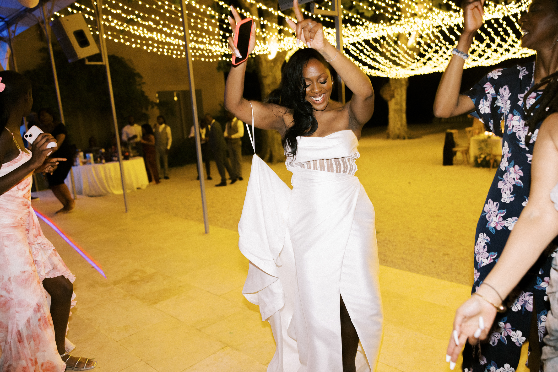 Bride enjoying the evening reception at a luxury South of France wedding