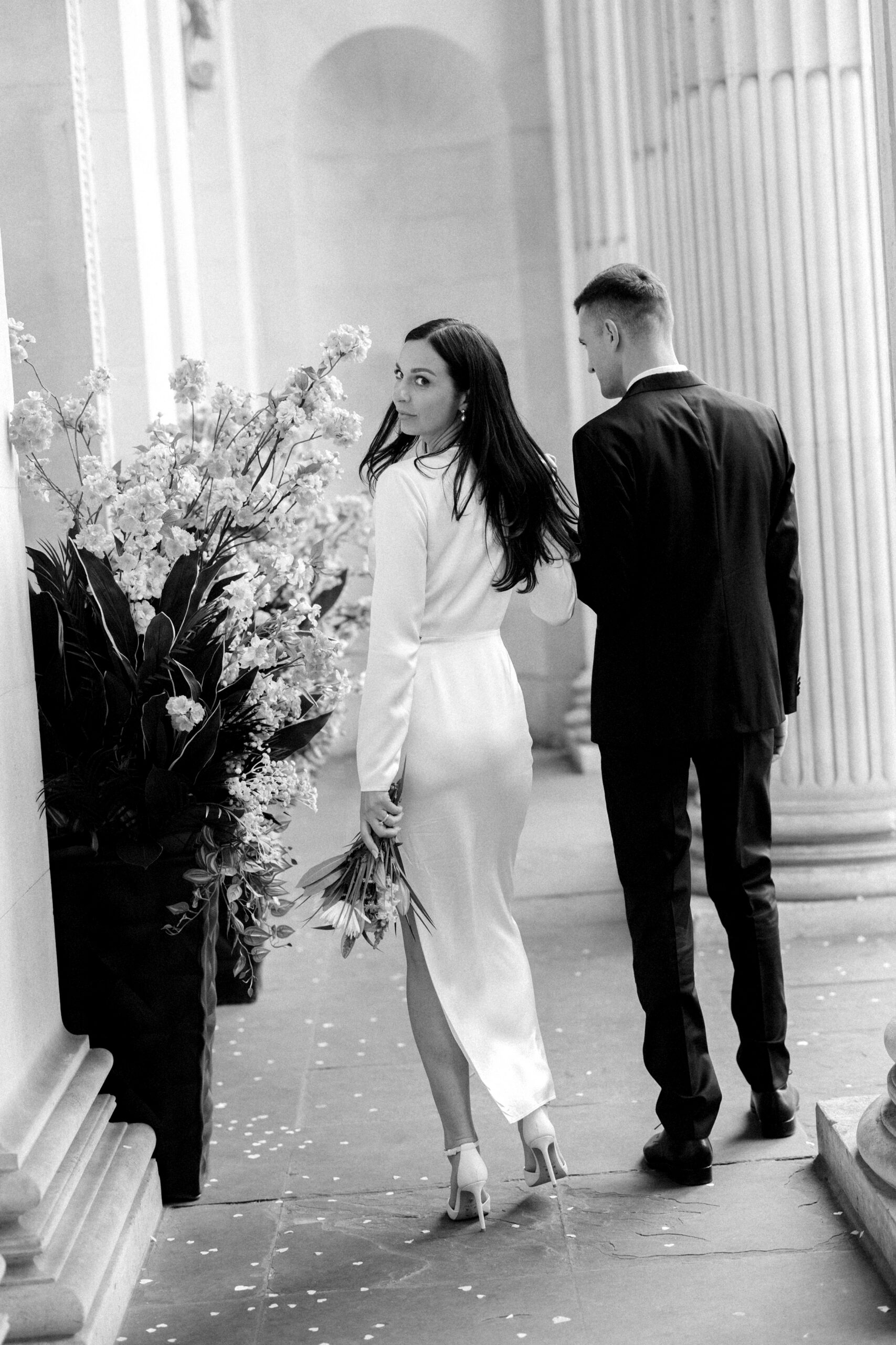 Old Marylebone Wedding Photography on the steps outside in London