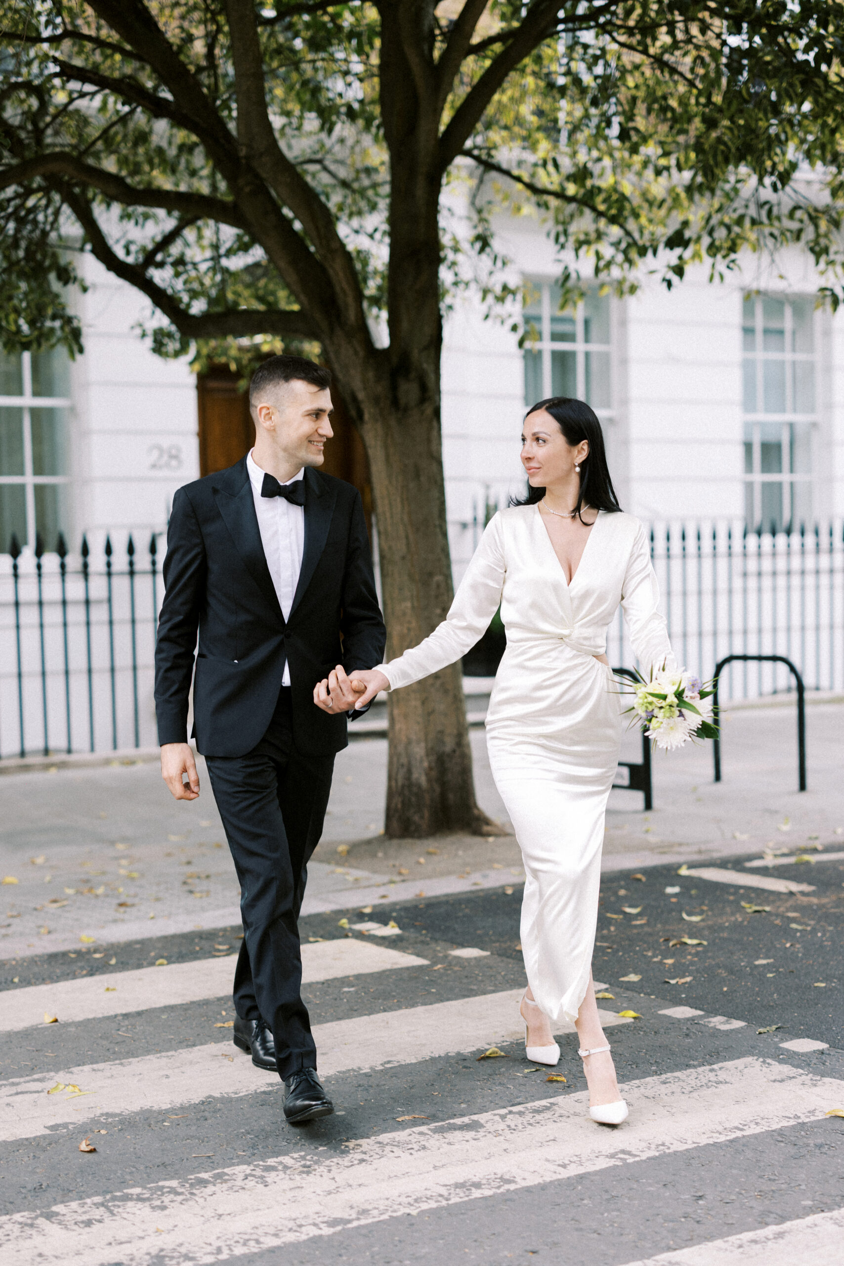 London street wedding photography after Marylebone Town Hall legal service