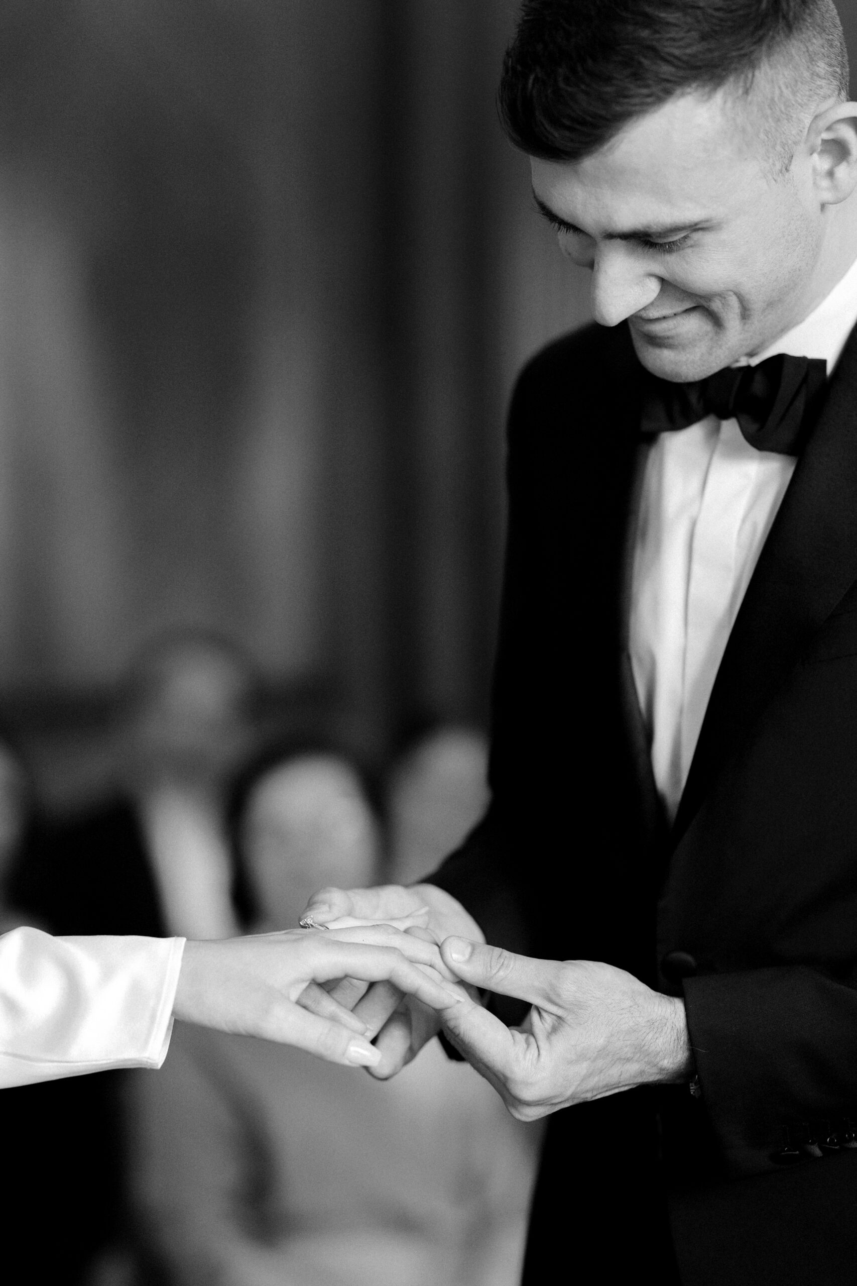 Bride and groom saying their vows at Old Marylebone Town Hall London